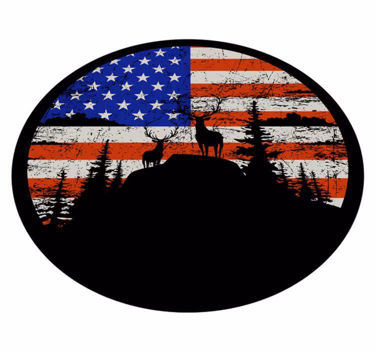 Amerikai zászlós hegy sziluett vinil szőnyeg természet - TenStickers