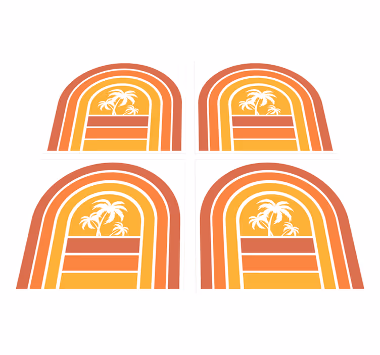Retro naplemente és pálmák vinil szőnyeg természet - TenStickers