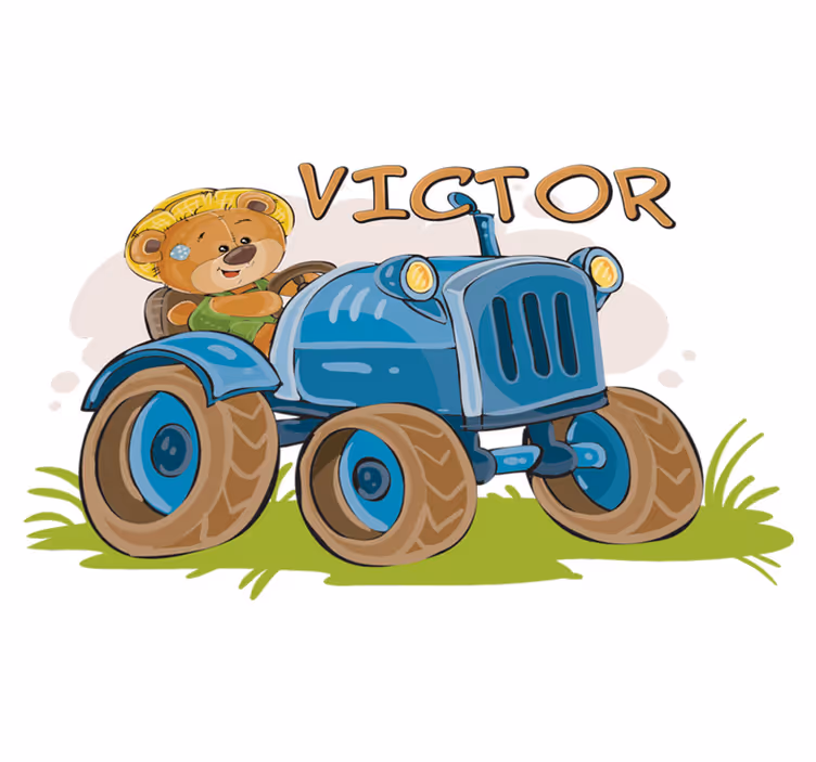 Személyre szabható traktoros vinil szőnyeg gyerekeknek - TenStickers