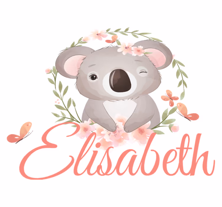 Aranyos állatok koala névvel vinil szőnyeg gyerekek - TenStickers