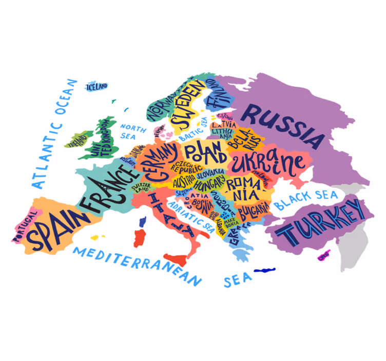 Gyerekeknek készült vinil szőnyeg - gyerek európa térkép - TenStickers