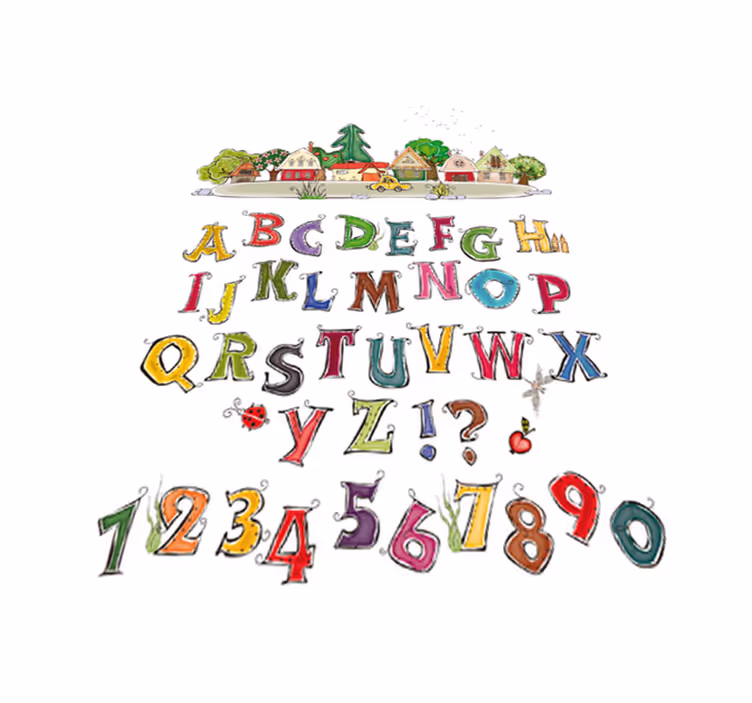 Színes betűk és számok vinil szőnyeg gyerekeknek - TenStickers