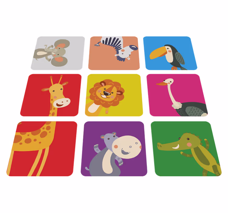 Állatos színes csempe vinil szőnyeg gyerekeknek - TenStickers