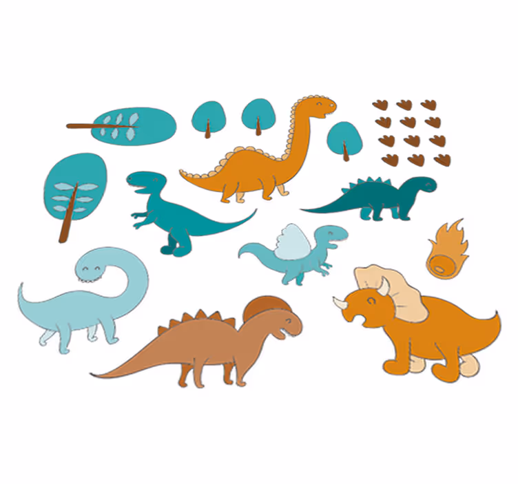 Vinil szőnyeg gyerekek - jurassic táj matricák - TenStickers