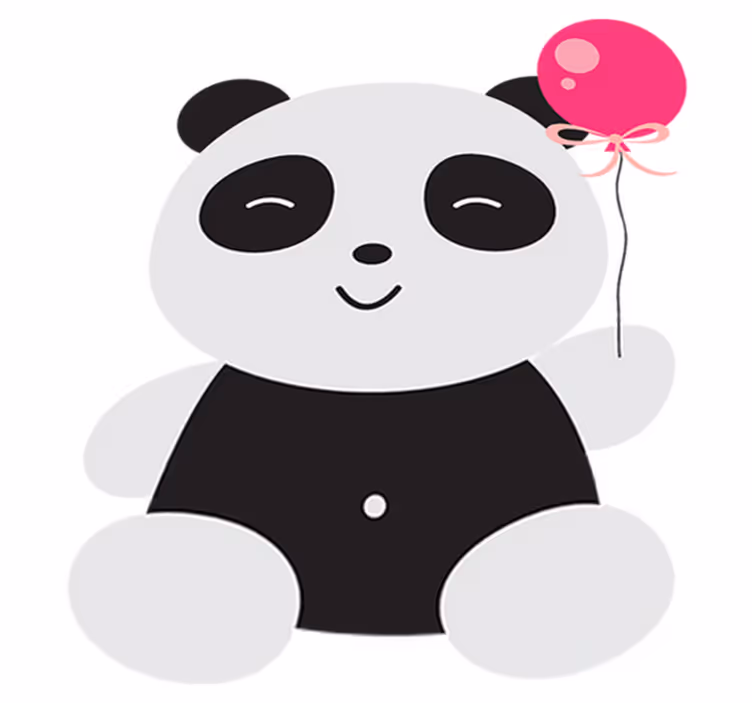 Panda medve rózsaszín lufival vinil szőnyeg gyerekek - TenStickers