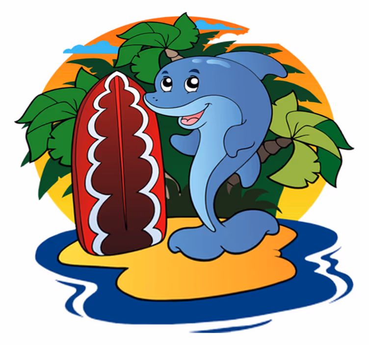 Surfing delfin vinil szőnyeg gyerekek - TenStickers