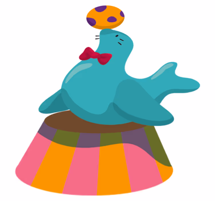 Circus fóka labdával vinil szőnyeg gyerekeknek - TenStickers
