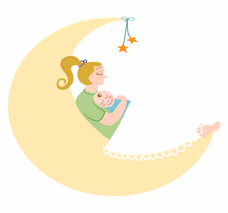 Mami és baba a holdon vinil szőnyeg gyerekeknek - TenStickers