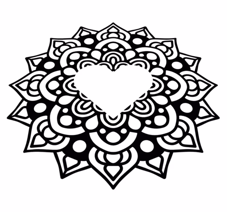 Mandala szívkerettel vinil szőnyeg hálószoba - TenStickers