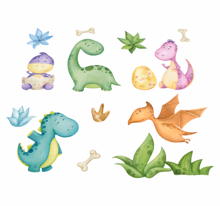 Nordikus dinoszaurusz mintás vinil szőnyeg hálószoba - TenStickers