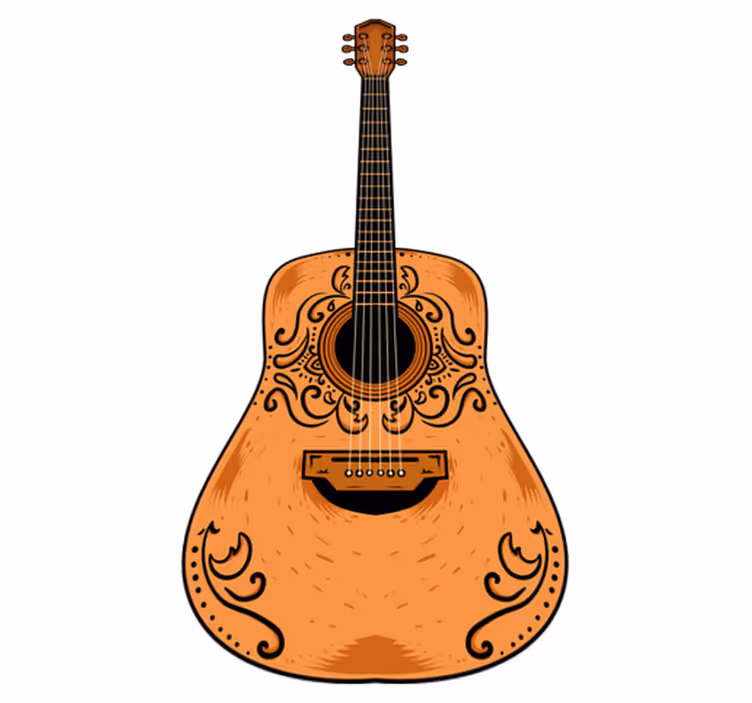 Narancssárga gitár vinil szőnyeg hálószoba - TenStickers