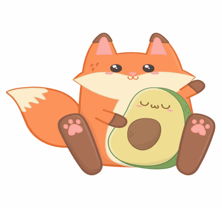 Kawaii róka avokádóval vinil szőnyeg gyerekeknek - TenStickers