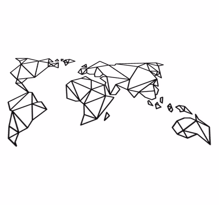 Vinil szőnyeg világtérkép origami dekoráció - TenStickers