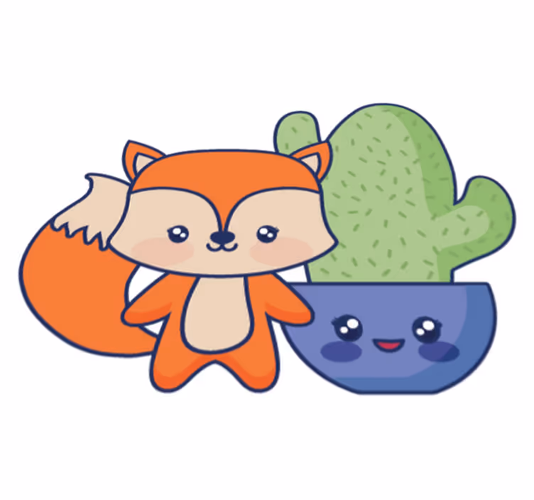 Anime kaktusz és róka vinil szőnyeg gyerekeknek - TenStickers