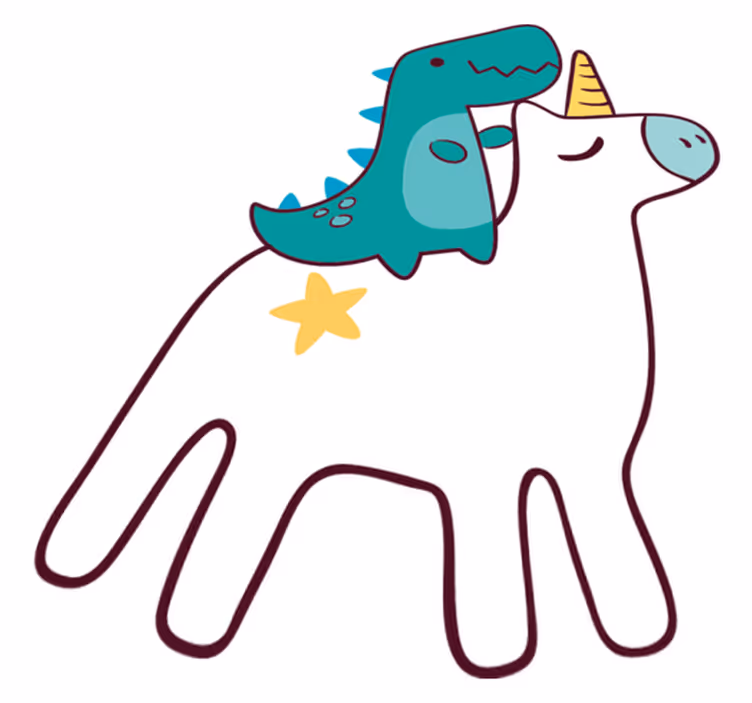 Unikornis és dinoszaurusz mesevinil szőnyeg gyerekeknek - TenStickers