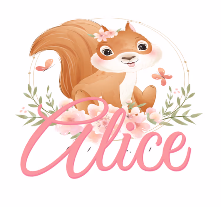 Aranyos mókus lányoknak névvel vinil szőnyeg gyerekek - TenStickers