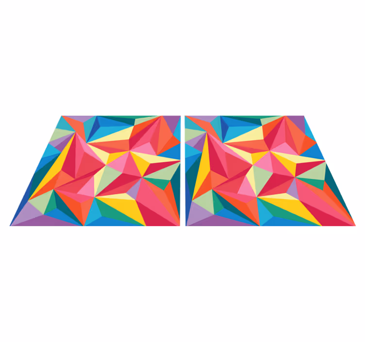 Többszínű geometrikus mintás vinil szőnyeg fürdőhöz - TenStickers