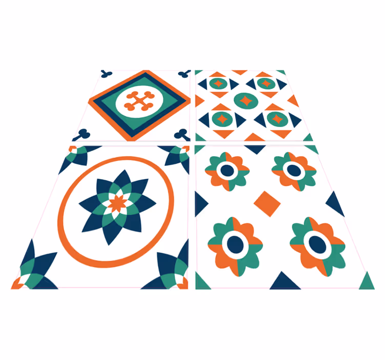 Geometrikus csempe vinil szőnyeg fürdő esetében - TenStickers