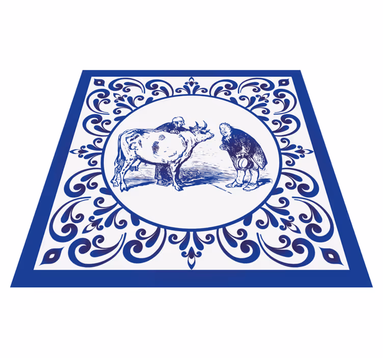 Férfiak és tehén vinil szőnyeg konyha - TenStickers