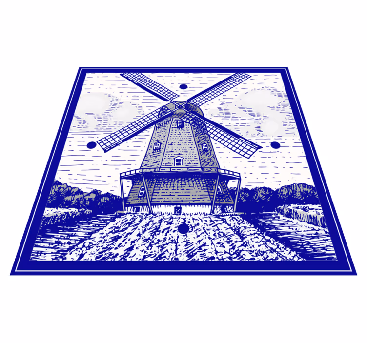 Delfti kék vinil szőnyeg konyha - TenStickers
