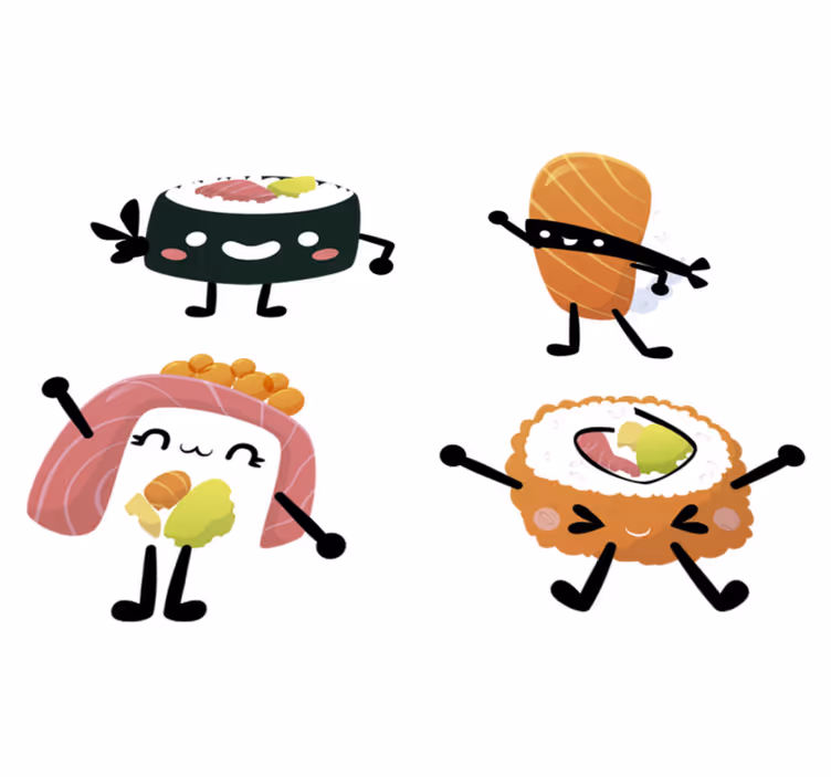 Kawaii sushi vinil szőnyeg konyha - TenStickers