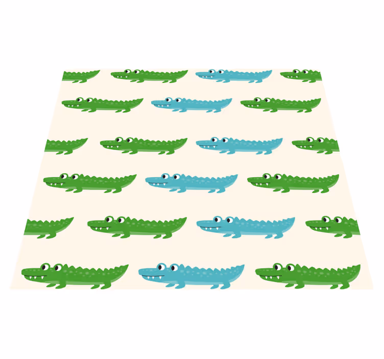 Zöld és kék krokodil gyerek vinil szőnyeg hálószoba - TenStickers