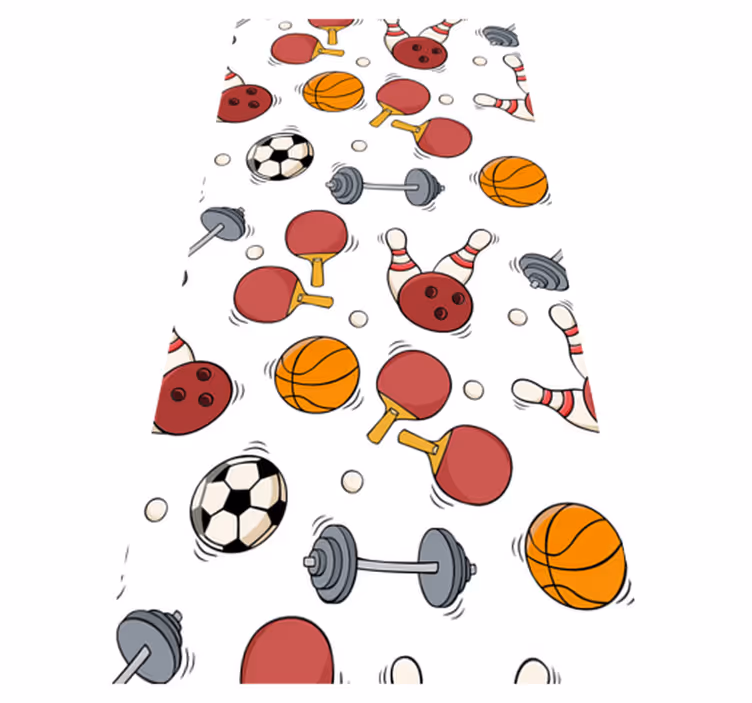 Doodle stílusú sporteszközök vinil szőnyeg hálószoba - TenStickers