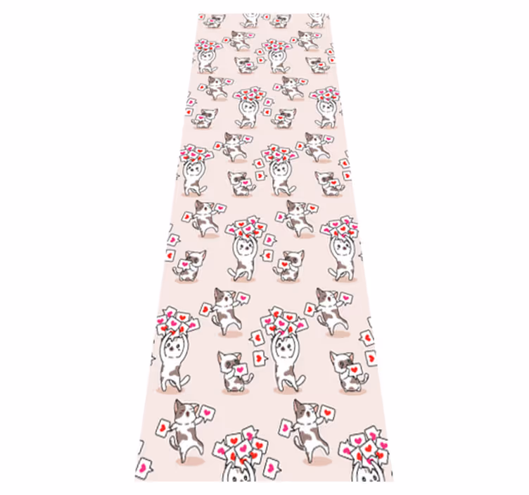 Macskás szív ikon mintás vinil szőnyeg hálószoba - TenStickers