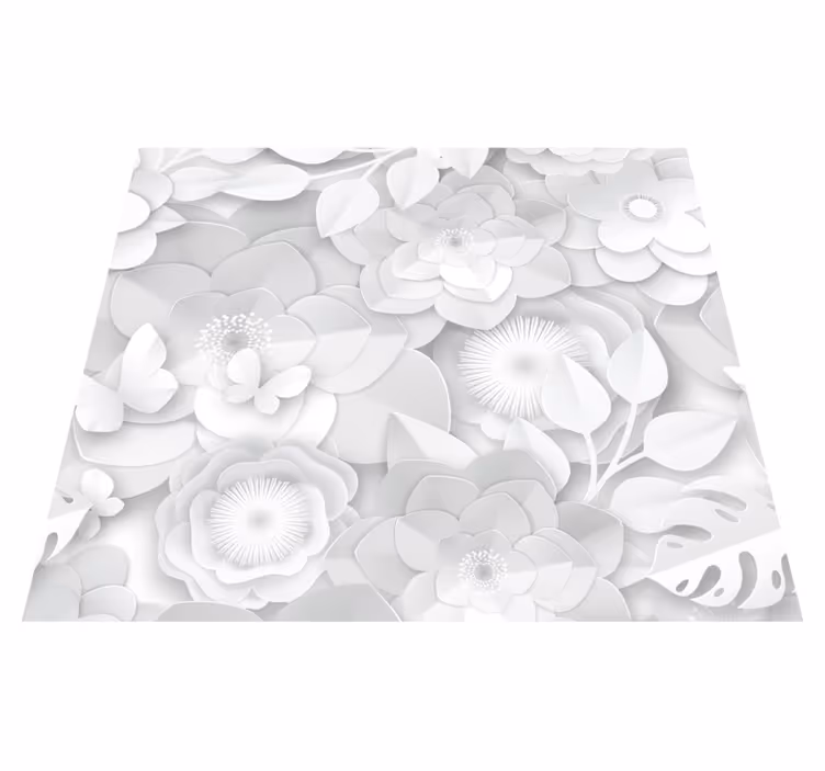 3d fehér virágok vinil szőnyeg természet - TenStickers