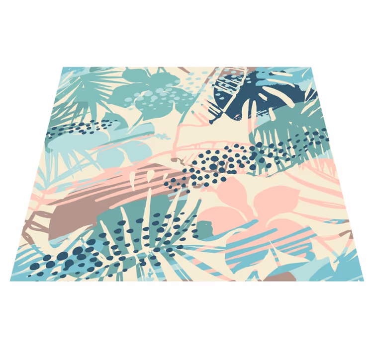 Tropical design növények virágok és pöttyök vinil szőnyeg - TenStickers