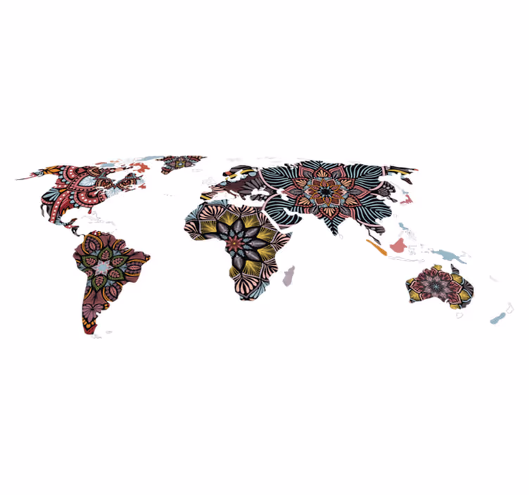 Mandala világtérkép vinil szőnyeg - TenStickers