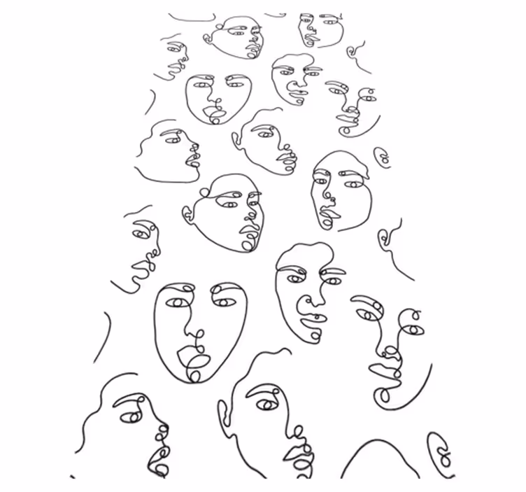 Modern vinil szőnyeg vonalrajzos arcképekkel - TenStickers