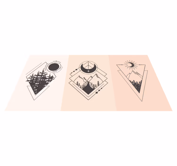 Geometrikus fa és hold vinil szőnyeg - TenStickers