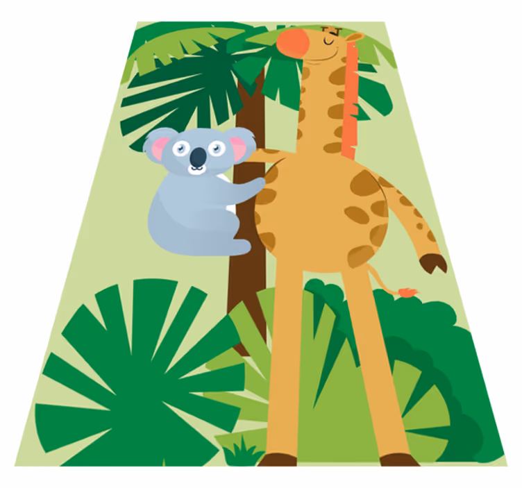 Koalák ölelkeznek egy zsiráffal vinil szőnyeg gyerekek - TenStickers