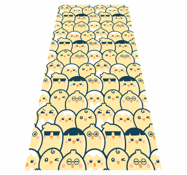 Sárga vinil szőnyeg foltmentes csirkékkel 6 - TenStickers