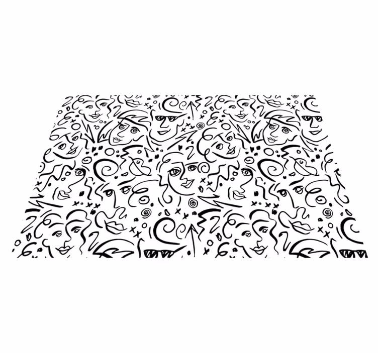 Fehér vinil szőnyeg fekete-fehér graffiti művészet - TenStickers
