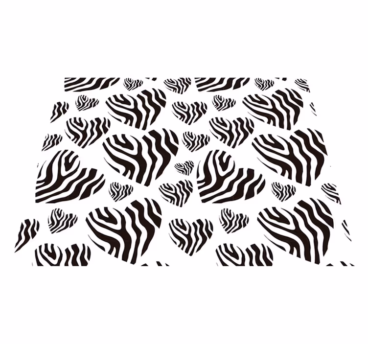 Fehér vinil szőnyeg zebra mintás szív - TenStickers