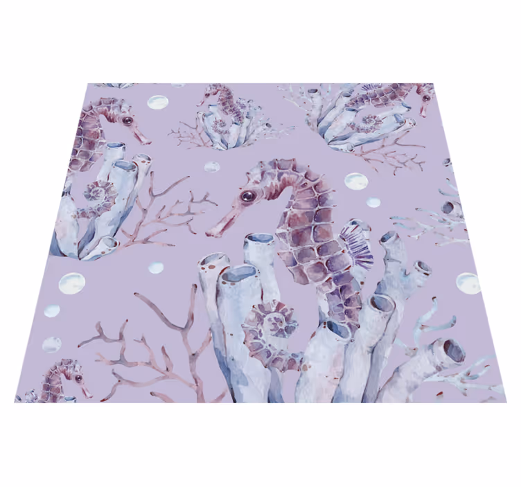 Lila vinil szőnyeg vícoloros tengeri ló - TenStickers