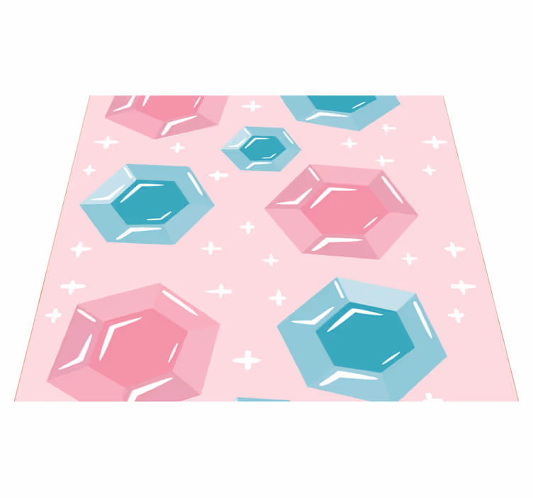 Rózsaszín vinil szőnyeg geometrikus drágakövek - TenStickers
