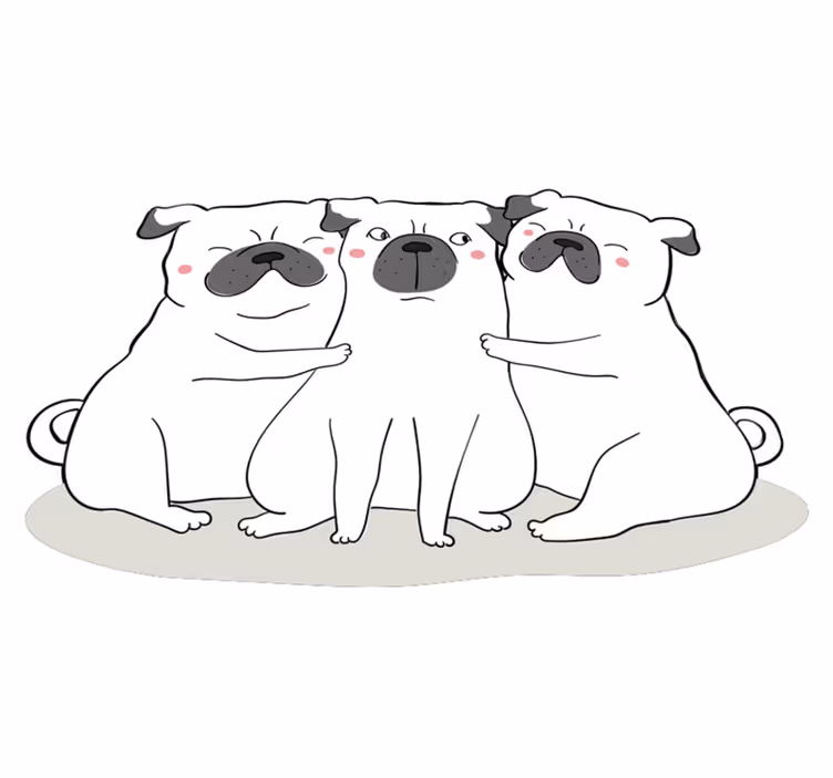 3 barátságos mopsz állati vinil szőnyeg - TenStickers