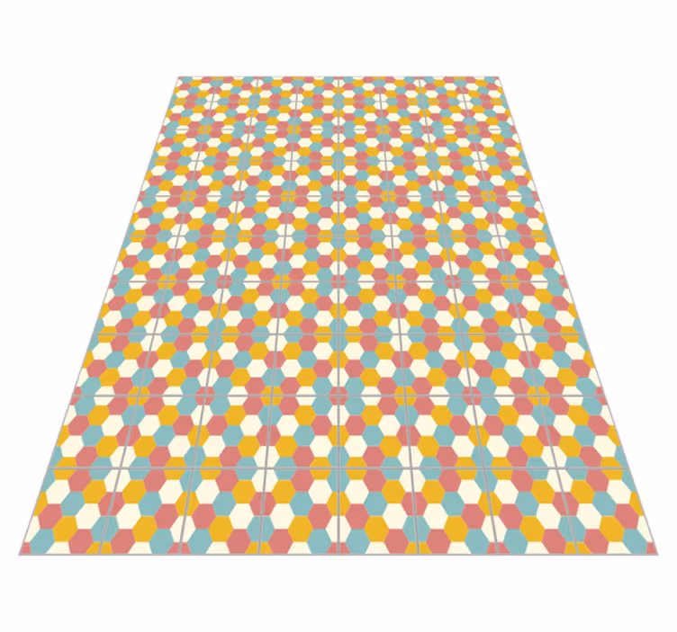 Színes hatszög geometriai vinil szőnyeg - TenStickers