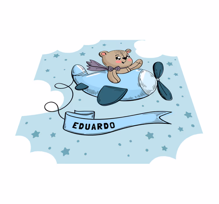 Testreszabható teddy pilóta dizájn Vinil szőnyeg nevekkel - TenStickers