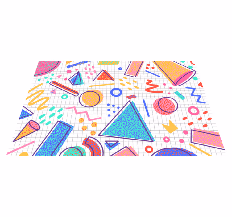 Retro memphis stílusú geometriai vinil szőnyeg - TenStickers