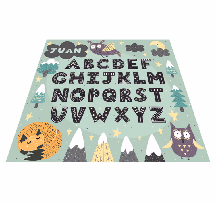 állati ábécé vinil szőnyeg névvel - TenStickers