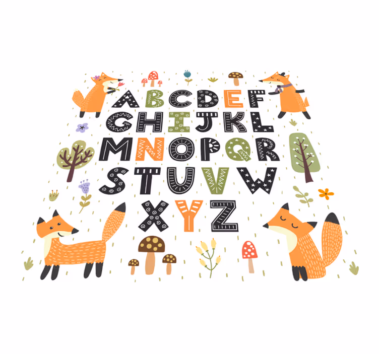 Lenyűgöző vinil ábécé szőnyeg erdővel - TenStickers