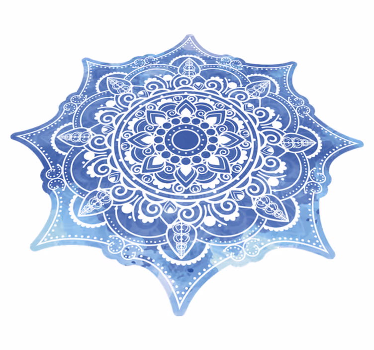 Lenyűgöző kék akvarell mandala vinyl szőnyeg - TenStickers