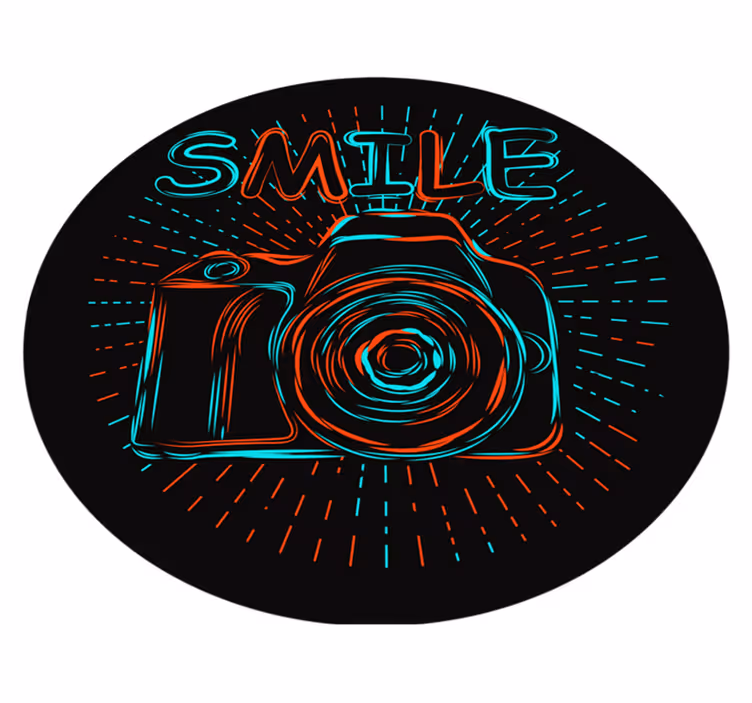 Neon kamera illusztráció vinil szőnyeg gyerekek - TenStickers