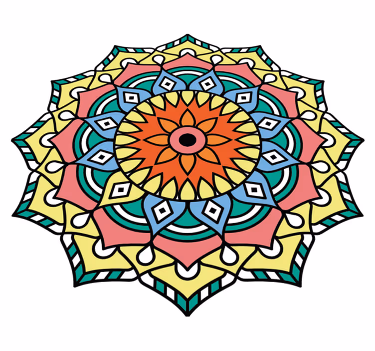 Színes mandala virág alakú vinil szőnyeg - TenStickers