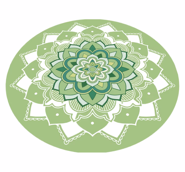 Zöld virágos mandala vinil szőnyeg - TenStickers
