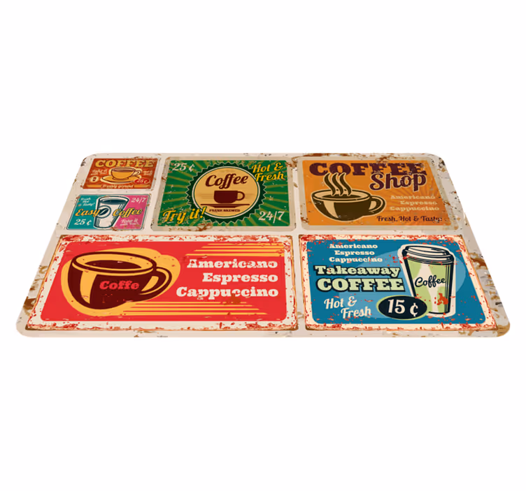 Amercian coffee vintage vinyl szőnyegek - TenStickers